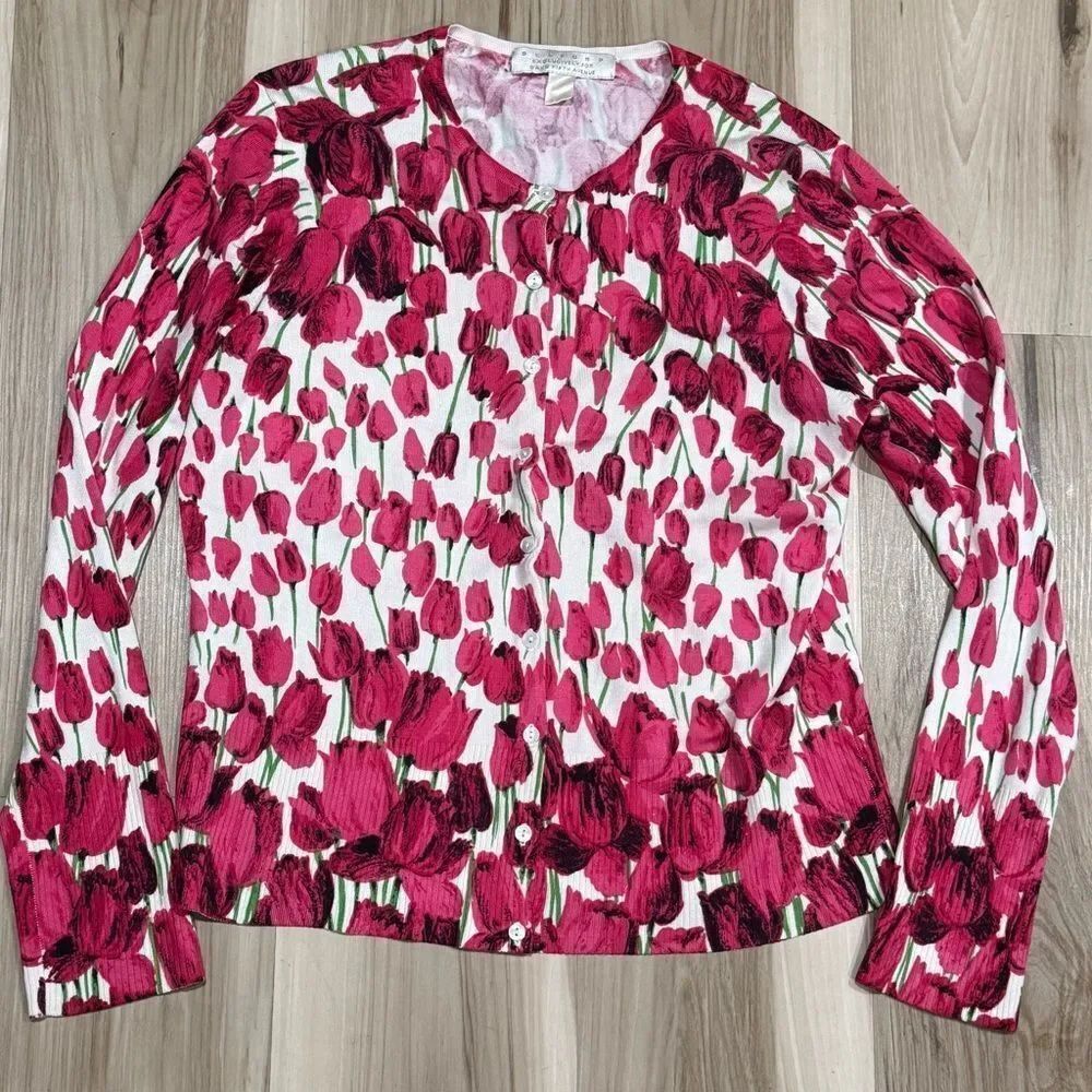 Belford Saks Fifth Avenue Tulip Button Up Lightweight Cardigan Women’s Large